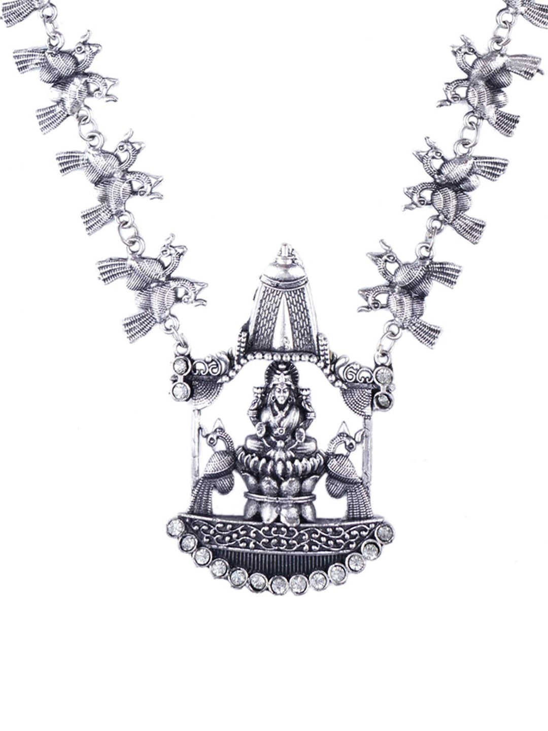 Cardinal Silver-Toned Oxidised Long Jewellery Set Jewellery Set - Distacart