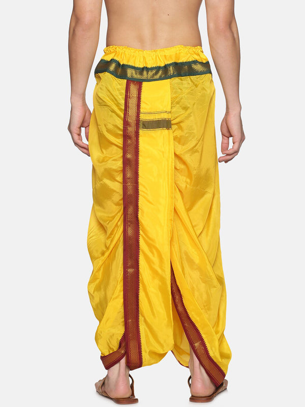 Sethukrishna Men Yellow & Red Readymade Dhoti - Distacart