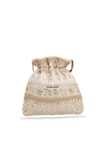 Thumbnail for Masq Women Beige & Gold-Toned Embellished Potli - Distacart