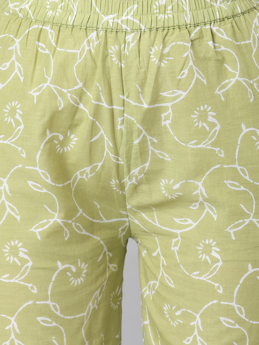 Khushal K Women Green & Pink Printed Pure Cotton Kurta with Palazzos & Dupatta - Distacart