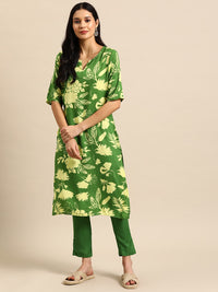 Thumbnail for Sangria Floral Printed Regular Kurta with Trousers - Distacart