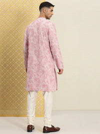 Thumbnail for House of Pataudi Men Paisley Embroidered Sequinned Thread Work Jashn Kurta with Churidar - Distacart