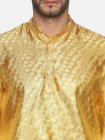 Thumbnail for Sethukrishna Mens Gold-Toned Kurta with Pyjamas - Distacart