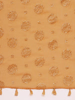 Thumbnail for Souchii Beige & Gold Foil Print Dupatta with Tasselled Border - Distacart