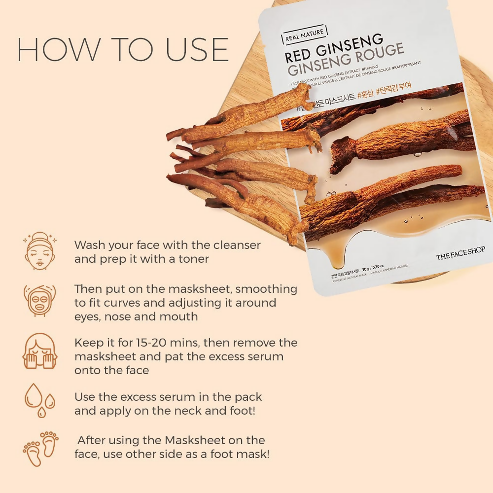 The Face Shop Real Nature Red Ginseng Face Mask - Distacart