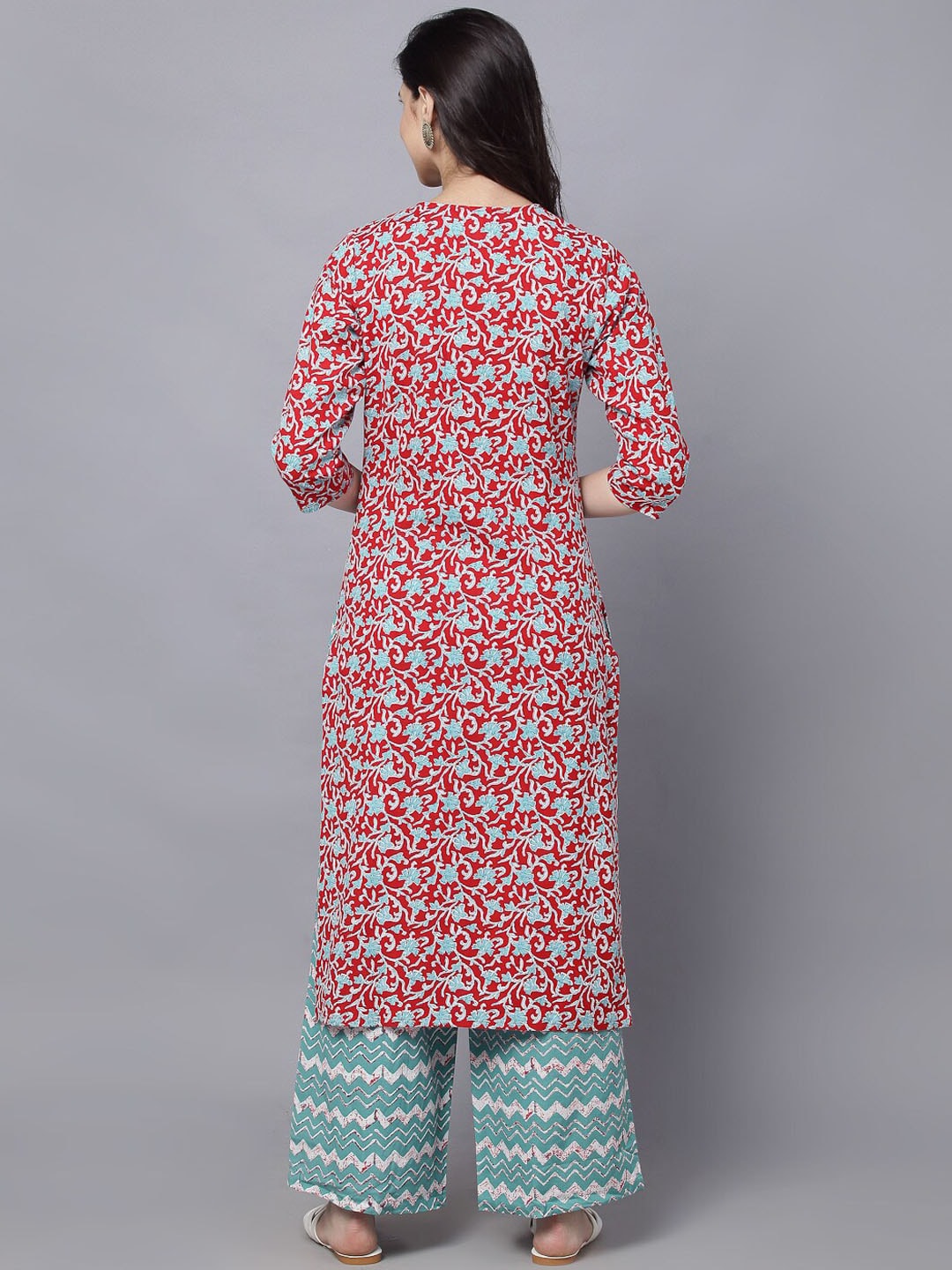 HERE&NOW Women Maroon Printed Kurta With Palazzos - Distacart