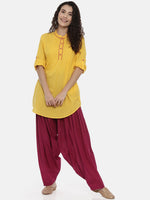 Thumbnail for Souchii Maroon Solid Regular-Fit High-Rise Patiala - Distacart