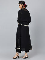 Thumbnail for Khushal K Women Black Sequinned Kurta with Trousers & With Dupatta - Distacart