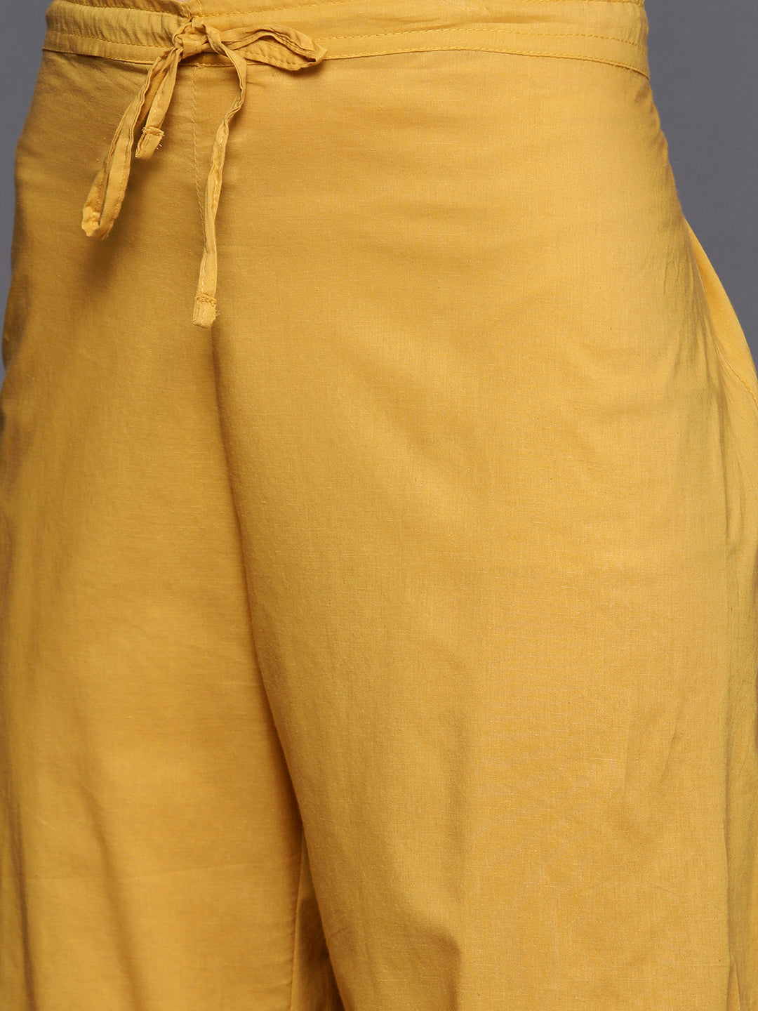 Biba Women Mustard Yellow & Golden Ethnic Motifs Printed Kurta with Palazzos & Dupatta - Distacart