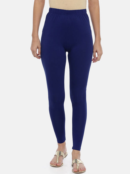 Souchii Women Navy Blue Solid Slim-Fit Ankle-Length Leggings - Distacart