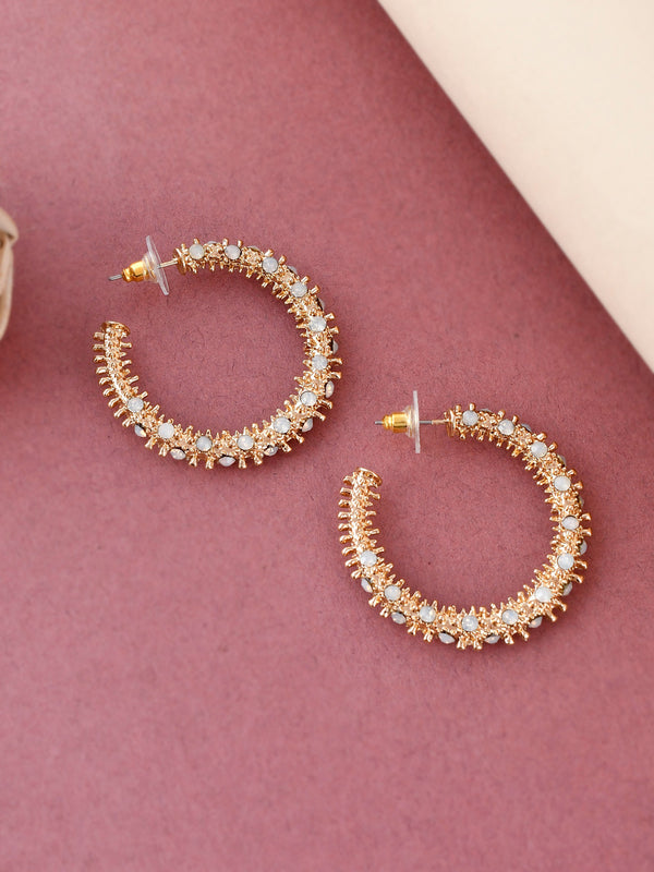 Shoshaa Gold-Toned Contemporary Handcrafted Half Hoop Earrings - Distacart