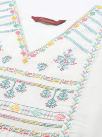 Thumbnail for Sangria Ethnic Motifs Yoke Design Regular Thread Work Kurta with Trousers & With Dupatta - Distacart
