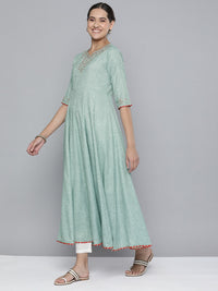 Thumbnail for HERE&NOW Women Embroidered Ethnic Motifs Yoke Design Anarkali Kurta - Distacart