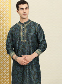 Thumbnail for House of Pataudi Paisley Printed Rozana Kurta With Zari Detail - Distacart