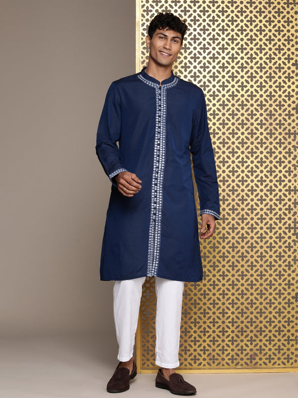 House of Pataudi Men Jashn Embroidered Mirror Work Kurta - Distacart