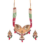 Thumbnail for Gold-Plated Alloy Jadau Worktraditional Ethnic Beaded Necklace Set - The Pari - Distacart