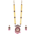 Thumbnail for Gold-Plated Alloy Jadau Work Traditional Ethnic Beaded Necklace Set - The Pari - Distacart