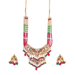 Thumbnail for Gold-Plated Alloy Jadau Worktraditional Ethnic Beaded Necklace Set - The Pari - Distacart