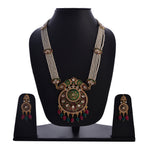 Thumbnail for Gold-Plated Alloy Long Pearl Rani Haar Necklace With Designer Thewa Pendant Set - The Pari - Distacart