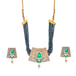 Thumbnail for Gold-Plated Alloy Crystal Chain & American Diamond Choker Necklace - The Pari - Distacart