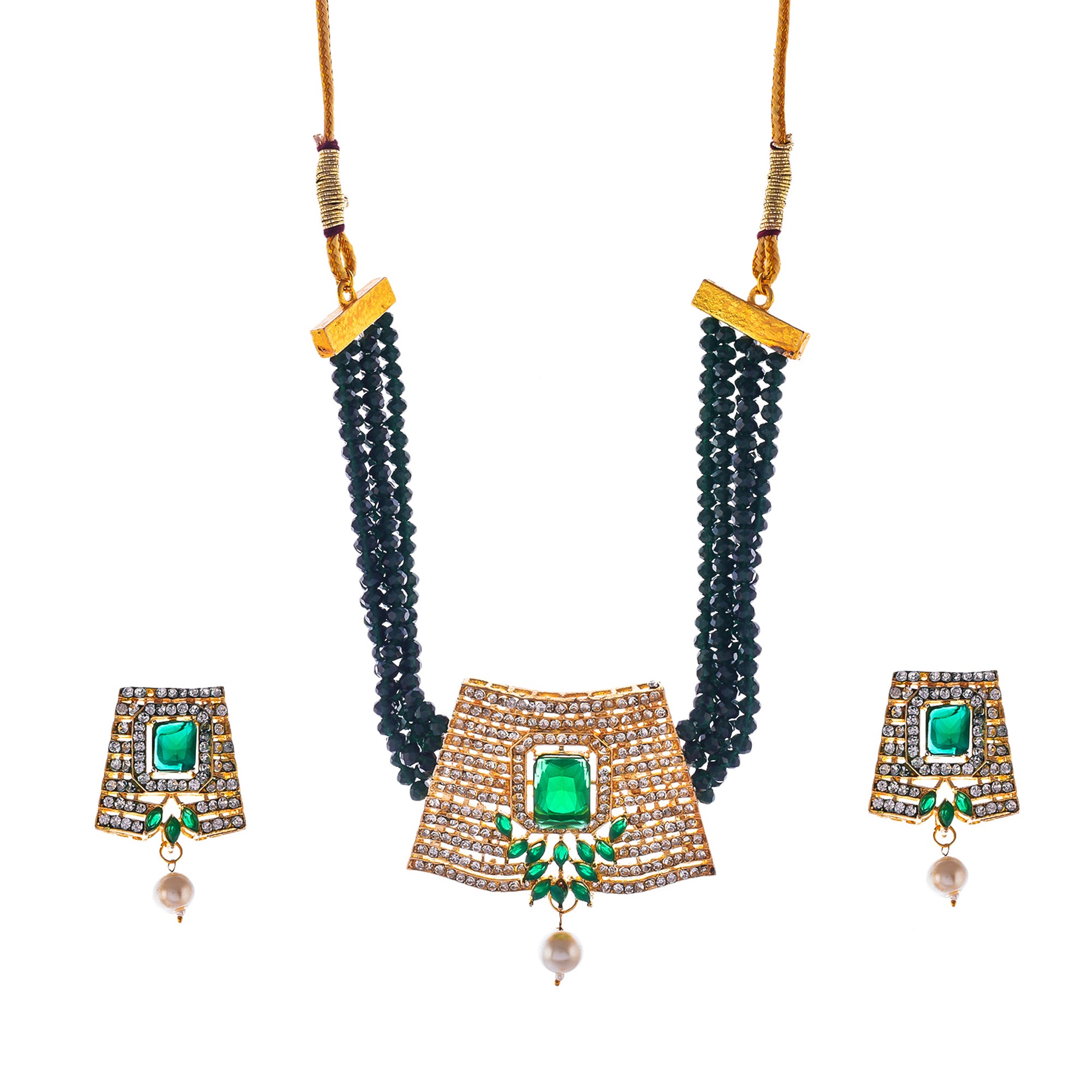 Gold-Plated Alloy Crystal Chain & American Diamond Choker Necklace - The Pari - Distacart