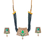 Thumbnail for Gold-Plated Alloy Crystal Chain & American Diamond Choker Necklace - The Pari - Distacart