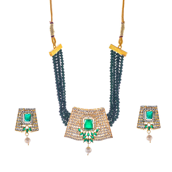 Gold-Plated Alloy Crystal Chain & American Diamond Choker Necklace - The Pari - Distacart