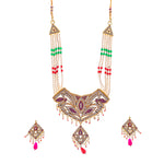 Thumbnail for Gold-Plated Alloy Jadau Polki Studded Pearl Mala Necklace Set - The Pari - Distacart