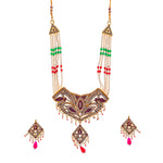 Thumbnail for Gold-Plated Alloy Jadau Polki Studded Pearl Mala Necklace Set - The Pari - Distacart