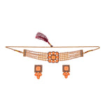 Thumbnail for Gold-Plated Alloy Neon Square Motif Pearl Choker Necklace Set - The Pari - Distacart