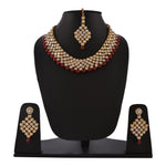 Thumbnail for Gold-Plated Alloy Mehrron Kundan Choker Necklace Set With Maangtika - The Pari - Distacart