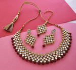 Thumbnail for Gold-Plated Alloy Mehrron Kundan Choker Necklace Set With Maangtika - The Pari - Distacart