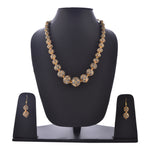 Thumbnail for Gold-Plated Alloy Victorian Look Classy Mala Necklace With Earrings - The Pari - Distacart