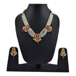 Thumbnail for Gold-Plated Alloy Pearl Choker Set With Jadau Kundan Work Motifs - The Pari - Distacart