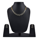 Thumbnail for Rhodium-Plated Alloy American Diamond Circle Style Necklace With Earring Ring And Bracelet Set - The Pari - Distacart