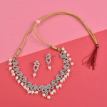 Thumbnail for Rhodium-Plated Alloy Pearl Hanging Designer Choker Necklace - The Pari - Distacart