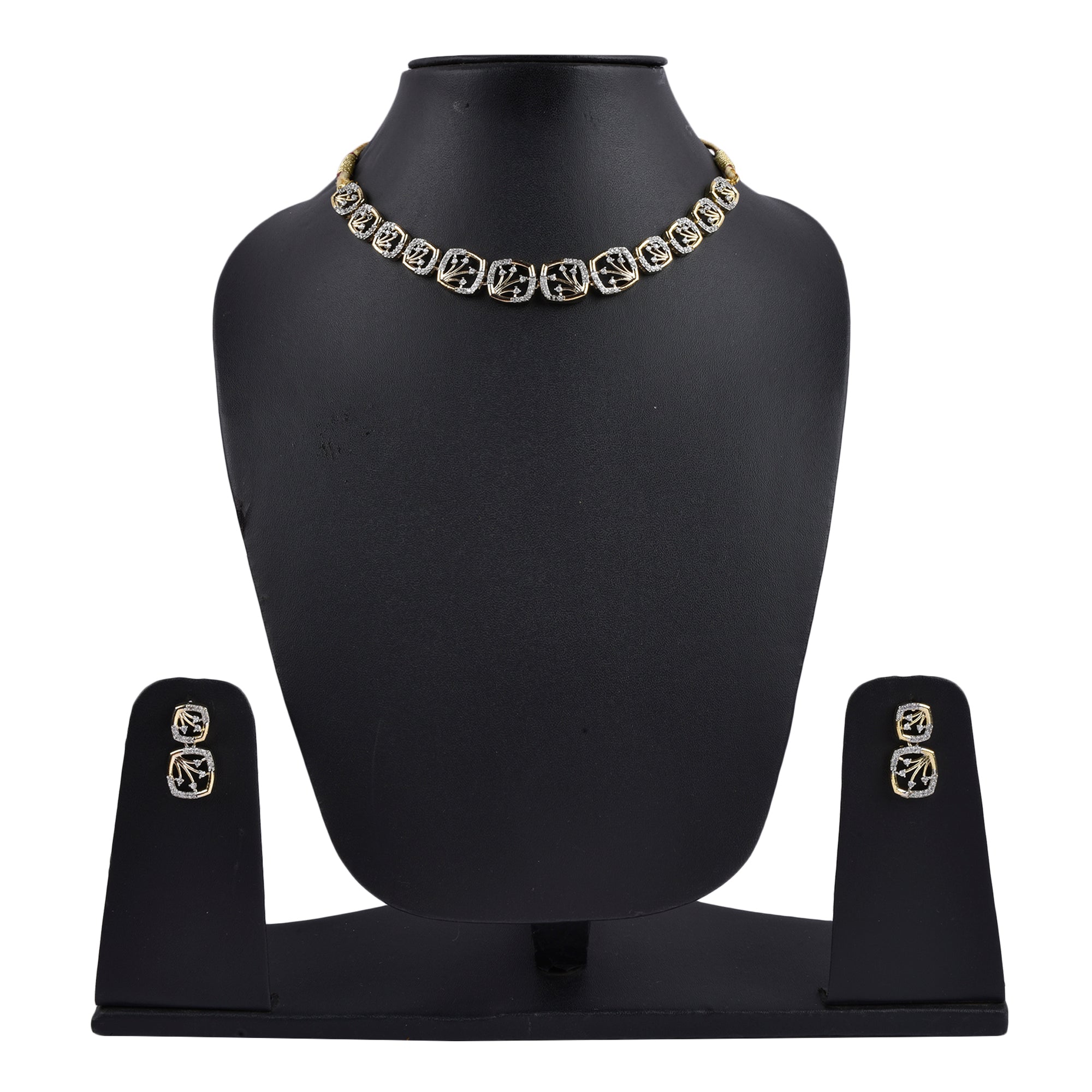 Rhodium-Plated Alloy Designer Ad Square Necklace Set - The Pari - Distacart