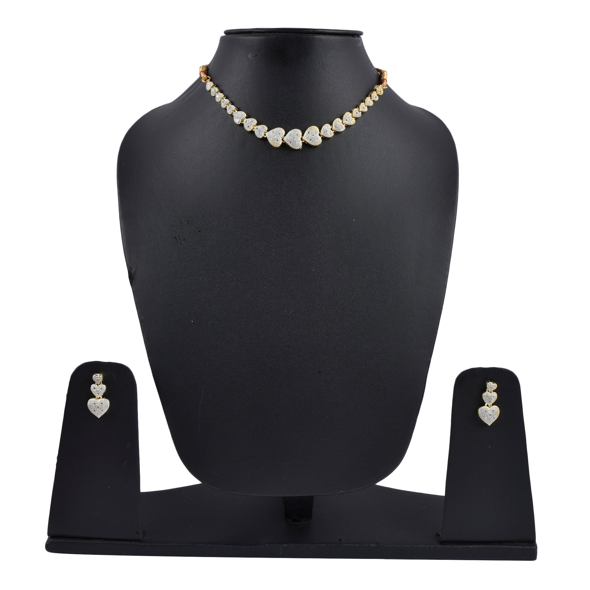 Rhodium-Plated Alloy Heart Shape Ad Necklace With Bracelet - The Pari - Distacart