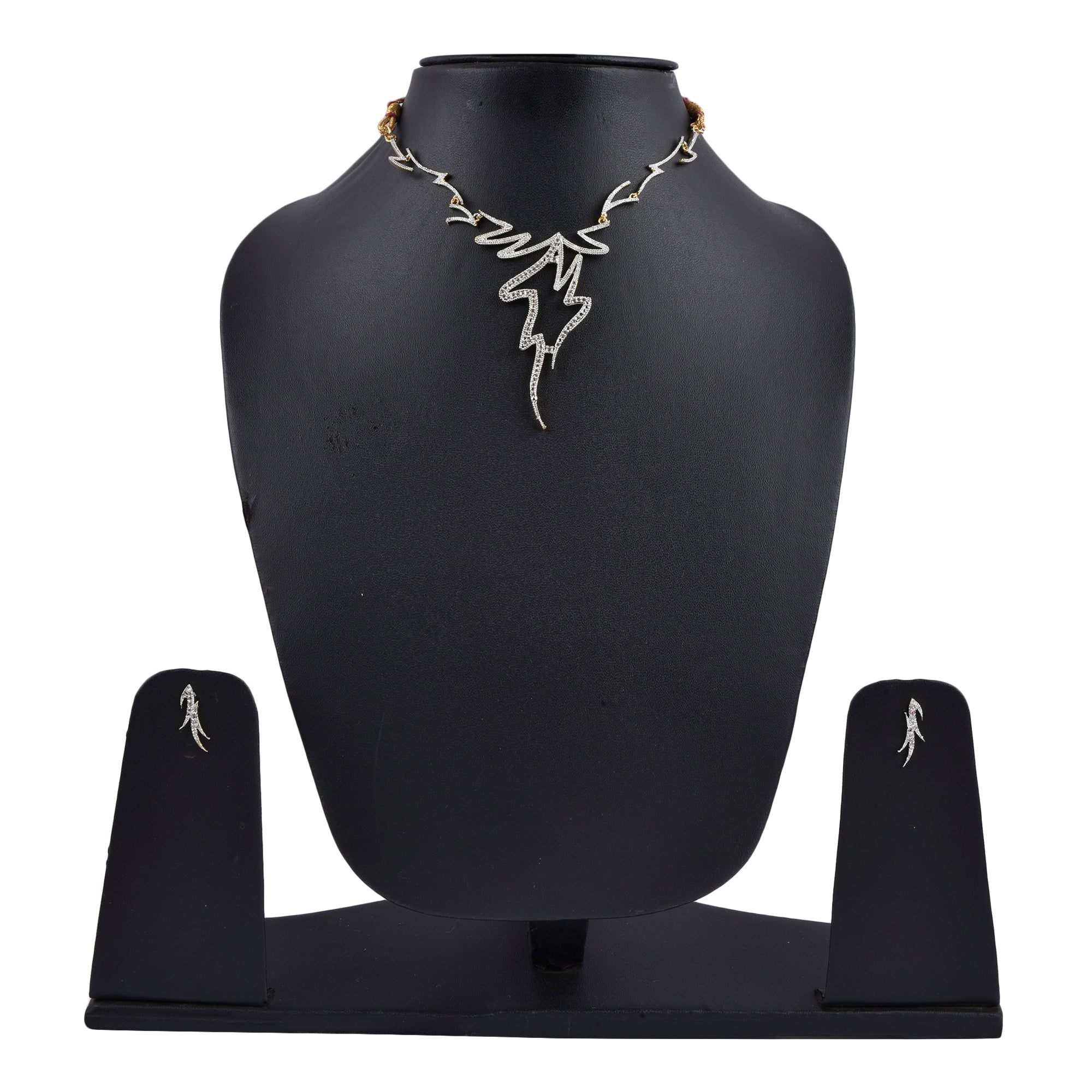 Rhodium-Plated Alloy Assymetric Designer Ad Necklace Set - The Pari - Distacart