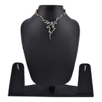 Thumbnail for Rhodium-Plated Alloy Assymetric Designer Ad Necklace Set - The Pari - Distacart