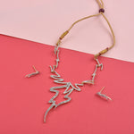 Thumbnail for Rhodium-Plated Alloy Assymetric Designer Ad Necklace Set - The Pari - Distacart