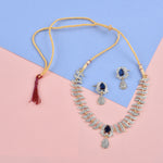 Thumbnail for Rhodium-Plated Alloy Nagin Inspired Blue Stone Ad Necklace Set - The Pari - Distacart