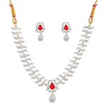 Thumbnail for Rhodium-Plated Alloy Nagin Inspired Ruby Stone Ad Necklace Set - The Pari - Distacart