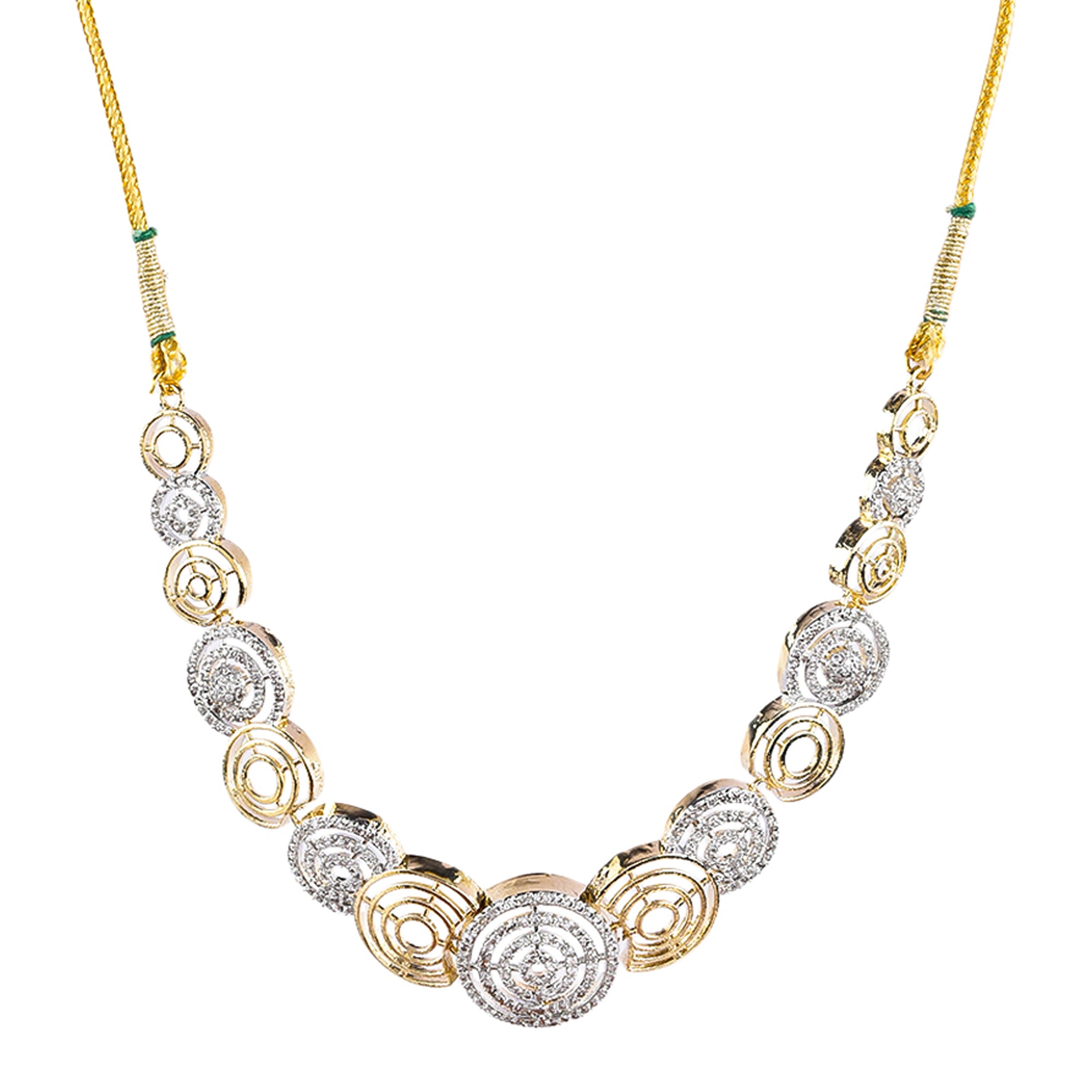 Rhodium-Plated Alloy Dual Tone Ad Neckalce With Earrings - The Pari - Distacart