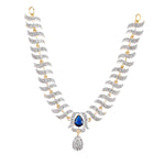 Thumbnail for Rhodium-Plated Alloy Nagin Inspired Blue Stone Ad Necklace Set - The Pari - Distacart