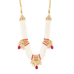 Thumbnail for Gold-Plated Alloy Pearl Choker Set With Jadau Kundan Work Motifs - The Pari - Distacart