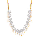 Thumbnail for Rhodium-Plated Alloy Pearl Hanging Designer Choker Necklace - The Pari - Distacart