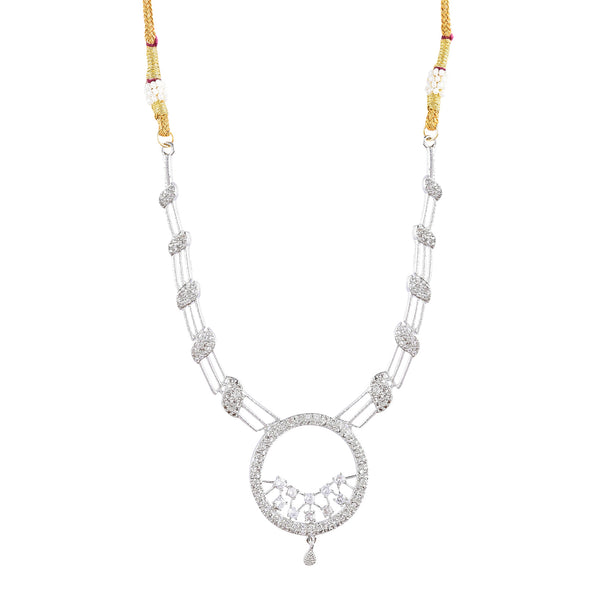 Rhodium-Plated Alloy Round Motif Ad Necklace Set - The Pari - Distacart