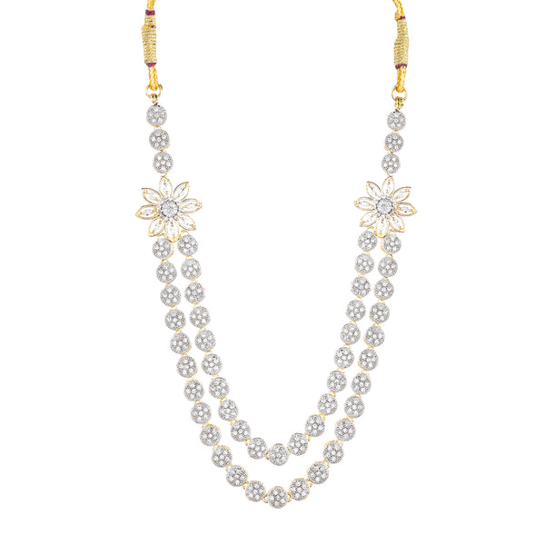 Rhodium-Plated Alloy Double Layer Ad Necklace Set - The Pari - Distacart