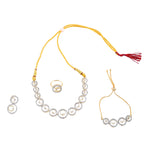 Thumbnail for Rhodium-Plated Alloy American Diamond Circle Style Necklace With Earring Ring And Bracelet Set - The Pari - Distacart